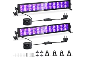 VAYALT Lampada UV, 48 W, USB, luce nera, 385-400, colore nero, tubo di luce UV con interruttore per discoteca e feste luminose, 2 pezzi