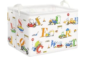 Clastyle 36L Grande Cestino Portaoggetti Alfabeto Veicolo Bianco con Maniglia Ceste per la Biancheria Pieghevole Rettangolare Vestiti Giocattolo per Camera dei Bambini Bagno
