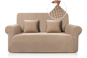 TAOCOCO Sofa Cover 2 Seater, Stretch Sofa Slipcovers Spandex Jacquard Couch Cover, Sofa Protectors From Pets (1 Pieces, Khaki)