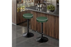 ‎STOOLINK STOOLINK 2er Set Barstuhl, Barhocker Höhenverstellbar Barstuhl mit Mikrofaser-Leder, Barhocker mit Fußstütze und Ohne Lehne, Tresenhocker 150kg Barstuhl 360° Drehbar-Grün