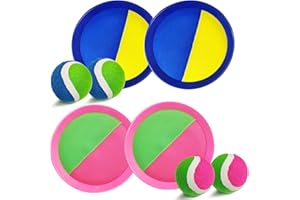 Jalunth Balle Raquette Scratch Jeux - Jouet Plage Jardin Piscine Exterieur Interieur Plein Air Parc Cour Jeu pour 1 2 3 5 4 6 7 8 9 10 11 Ans Enfant Fille Garcon Bebe Adulte Famille Paques Cadeau