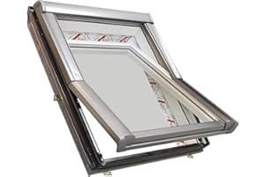 Dachdecker Favorit Roto Dachfenster aus Kunststoff mit Eindeckrahmen und Wärmedämmung (94 x 118)