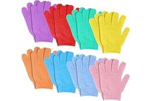 Sibba 8 Pair Exfoliating Gloves for Shower, Natural Loofah Exfoliating Wash Gloves for Body and Face, Dead Skin Remover, Double Sided Microfibre Shower Body Gloves Body Scrubber Bathing Accessories
