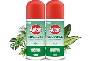 Autan Tropical Spray Secco, Spray Antizanzare Forte, Repellente Zanzare Azione Protettiva Duratura, Fino a 8h protezione, per Viaggi in Luoghi Tropicali, Efficace per Virus West Nile, 2 Conf da 100 ml