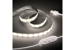 OULARA USB Ruban LED COB 5V Blanc Froid 6000K 3M, Dimmable Densité 960LEDs Bande Lumineuse LED COB Flexible Découpable Bande LED Pour TV Rétroéclairage, Armoire, Chambre, Éclairage Maison DIY