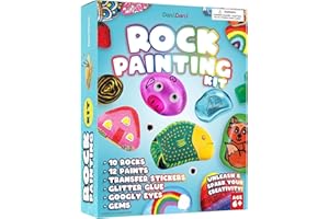 DAN&DARCI Rock Painting Kit for Kids - Arts and Crafts for Girls & Boys Ages 6-12 - Craft Kits Art Set - Supplies for Painting Rocks - Best Tween Paint Gift, Ideas for Kids Activities Age 4 5 6 7 8 9 10