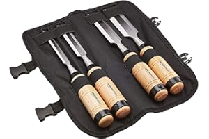 Amazon Basics 4 pièces ciseaux à bois en acier au chrome vanadium manches en et étui de transport, 1/2" - 1.25" (13 à 32 mm)