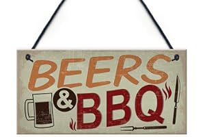 Red Ocean BEERS BBQ Novelty Hanging Garden Sign Barbeque Man Cave Shed SummerHouse Plaque Dad Grandad Friendship Gift For Him
