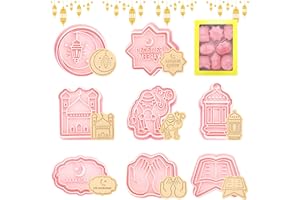Lets Joy Eid Mubarak Emporte Pièces, 8 Pièces Emporte-Pièces 3D en Plastique, Eid Mubarak Biscuit Moule, Musulman Ramadan Cookie Moules, Biscuit Moule pour Fondant, Biscuit, Cookie, Gâteau
