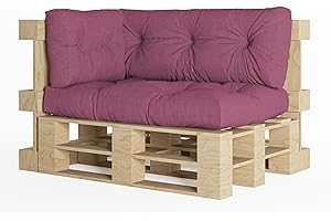 ‎CHILLY PILLEY chilly pilley Palettenauflage Schaumflocken palettenkissen Palettenpolster Palettenmöbel Palettensofa Rückenlehne Sitzkissen Seitenkissen Set (3er Set Violett)