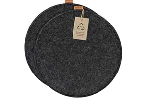 ‎MIQIO Miqio Design Filz Sitzkissen Rund mit Antirutschnoppen | 35cm | 2er-Set | Indoor und Outdoor | Nachhaltig aus recycelten PET Flaschen | Waschbare Stuhlkissen rutschfest | Dunkelgrau