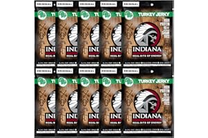 ‎INDIANA JERKY Indiana Turkey Jerky, High Protein Trockenfleisch, ohne Zuckerzusatz, Gluten-frei 10x25g