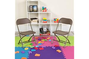 Flash Furniture 10 Pack Kids Plastic Folding Chair, Brown, Set of 10