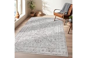 TOPICK Dywan 240 x 300 cm, brązowy, do salonu, vintage, składany, cienki, nadaje się do prania, z nadrukiem kwiatowym, antypoślizgowy, lekki do kuchni, łazienki, mata wejściowa