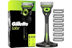 ‎GILLETTE Gillette Labs Rasierer für Männer mit Reinigungs-Element, Herren Nassrasierer — Inkl. 1 Handstück, 8 Ersatzklingen und Magnetischer Dock