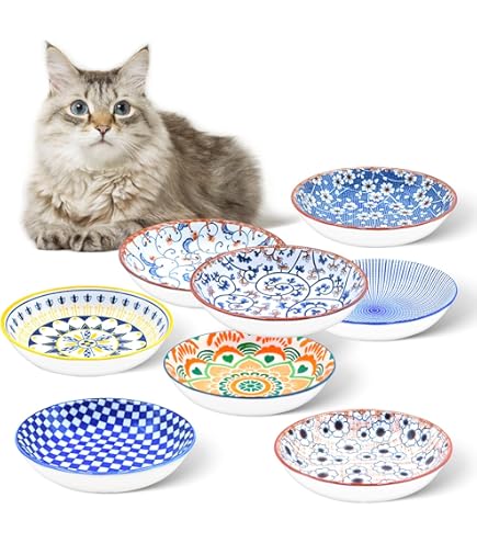 Set 6 Ciotole Per Gatti In Ceramica - Con Base Antiscivolo, Design Baffi-Friendly, Motivi Decorativi - Foto 8