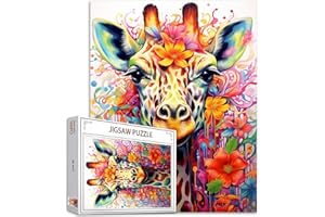 TUCOCOO Lot de 1 000 puzzles, motifs animaux, girafe, graffiti, pour adultes, 27 x 20″, colorés, pour la décoration de la maison, puzzle familial, parfait pour les soirées de jeu