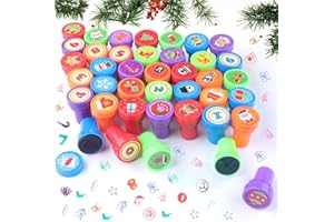 ZIGefofo 40 pièces de tampons pour enfants Noël ensemble tampons pour enfants tampons plastique auto-encreurs pour enfants jouets tampons pour Noël cadeaux d'invités cadeaux d'anniversaire et de fête
