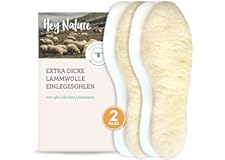 Hey Nature 2 Paar Lammwolle Einlegesohlen warm, natürliche Wärmesohlen. Mit Einlegesohlen Winter warm überstehen. Schuheinlag