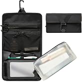 TRAVEL DUDE - Foldable and hanging toiletry bag for men and women - Flat and compact - Small camping shower bag with 1