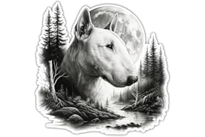 ‎SAMUNSHI Samunshi® Bullterrier im Wald Aufkleber Wohnmobil Aufkleber für Motorrad Fahrrad Roller oder Camper Camping Wohnwagen Mountainbike Rennrad Hund Dogo 40x40cm