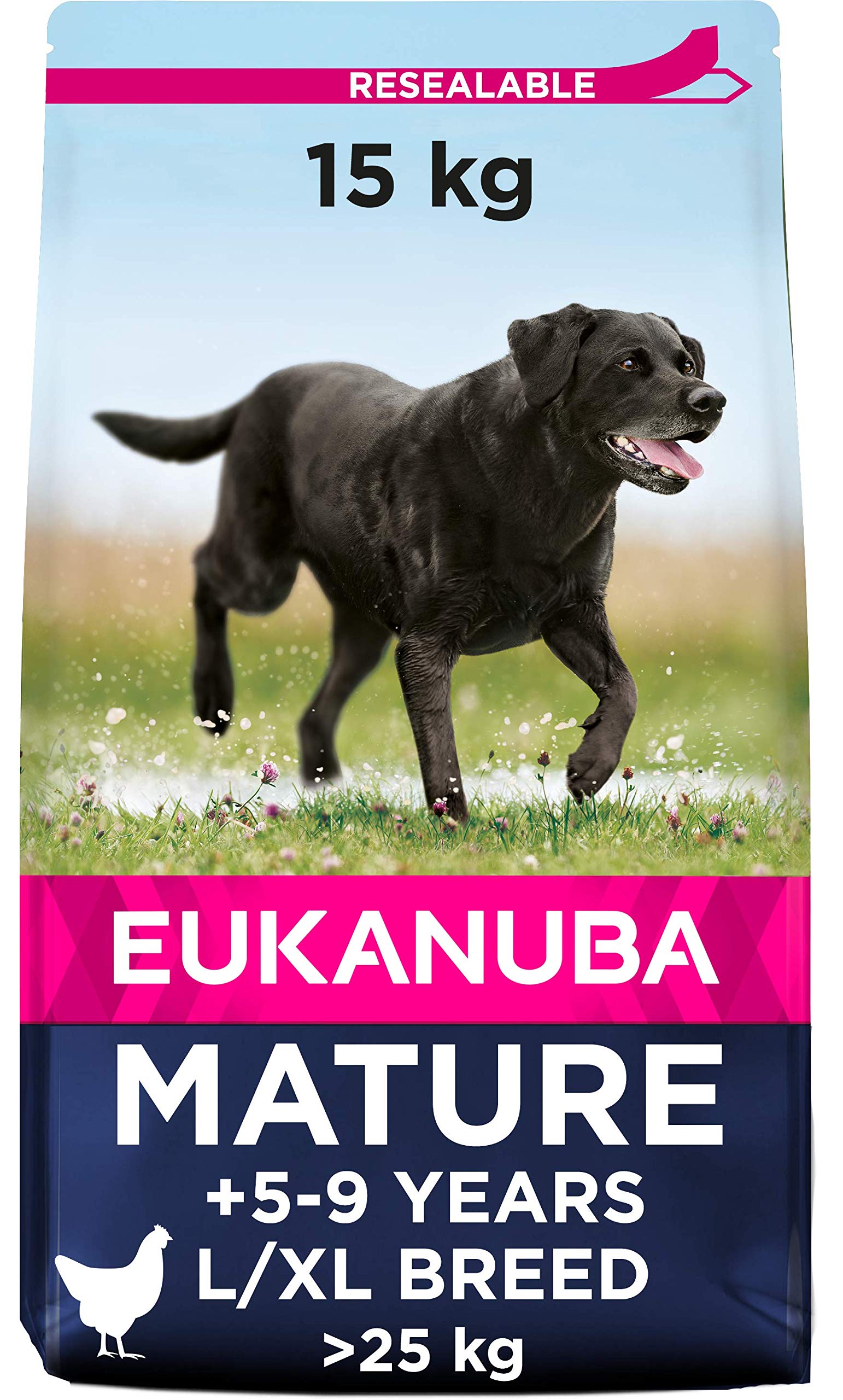 Eukanuba Dry Dog Food Mature and Senior Large Breed Chicken, 15 kg