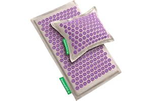 Pranamat Set de Esterilla Grande y Almohada de Acupresión, Terapia de Acupresión Premium para Alivio del Dolor y Relajación, Hecho a Mano en Europa con Materiales Naturales y Sostenibles (Amethyst)