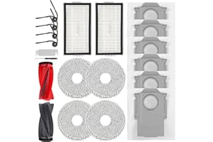 Zubehör für Roborock Saros 10R,Qrevo CurvX,Qrevo Curv 2 Pro/2 ProX Staubsauger,1 Hauptbürsten,2 HEPA-Filter,6 Staubbeutel,4 Wischtücher,4 Seitenbürsten,1 Bürste,1 Schraubendreher,20 pcs Ersatzteilset