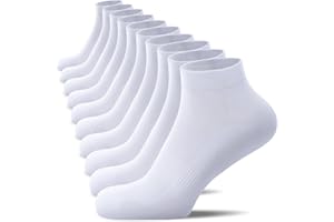 TIBISI Men's Ankle Socks, Breathable Cotton Sports Trainer Running Socks (Pack of 10), White, Black, Multicoloured, One Size Fits Most