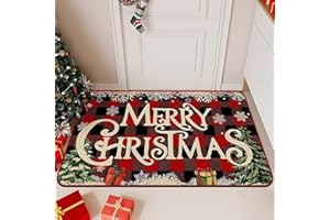 QYLAZUNE Christmas Decorations Door Mat Indoor and Outdoor Gifts and Trees Welcome Mat for Home Decoration Non Slip Backing Front Door Porch and Home Bathroom Merry Xmas and Happy New Years Doormat 40x60cm