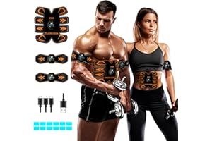 Love begans EMS Bauchmuskeltrainer, EMS Trainingsgerät, USB Wiederaufladbar Muskelstimulator, 10 Modi und 20 Intensitäten, Bauchtrainer Ganzkörper ABS/Bauch/Arm/Po Trainer, Männer und Frauen, Orange