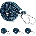 Long Bungee Cords with Hooks Heavy Duty 4 Pack, Premium Elastic Luggage Bungee Straps Suitable for Bicycles Camping Car Roof Rack Strap Tarpaulin Fixings (78.7in, Blue)