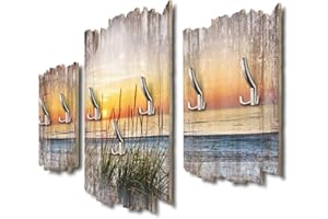 ‎KREATIVE FEDER Kreative Feder Abendspaziergang am Strand Designer Wandgarderobe Flurgarderobe Wandpaneele 95 x 60 cm aus MDF DTGH121