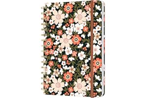 Huamxe Spiral-Notizbuch, Hardcover Liniertes Tagebuch für Frauen, 14,5 x 21,3 cm, 160 Seiten Dickes Papier, Notizbuch zum Schreiben Journaling Blume