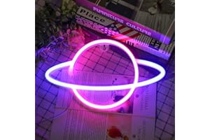 Wowlela Planet Neon Signs LED Enseigne Murale Au Néon, Suspendus Neon Lights Planet USB/Batterie Planète Lampe Neon Light pour Enfants Chambre Fête Danniversaire Bar Décor De Mariage