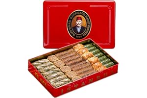 Hafiz Mustafa 1864 Istanbul Baklava Pastry Box - Baked Baklava Dessert Snacks Made from Fresh Phyllo Dough Sheets, Pistachio, Hazelnut, Walnut - Turkish Sweets Tray Gift Ideas for Birthday, Christmas