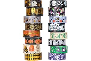 PAIVSUN 16 Rollen Washi Tape Halloween Set, Goldfolie Dekorative Masking Tape Selbstklebendes Klebeband für Halloween Handwerk DIY Scrapbooking Geschenk Dekorationen
