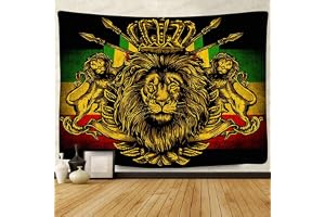 STCREE Rasta Rastafarian Väggbonad Gobeläng, stor 203 x 152 cm mjuk flanell, lejonkrona flagga hippie konst vägghängande gobelänger för vardagsrum sovrum dekor banner GTZYFS635