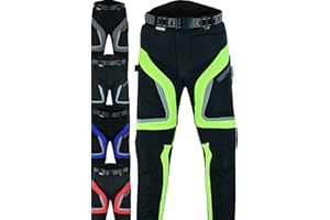 Texpeed Pantalon Moto Homme Homologué - Hiver/été Cordura Imperméable - Avec Armure CE Protection (EN 1621-1) Jaune Haute Visibilité - XL Taille/Courte Jambe