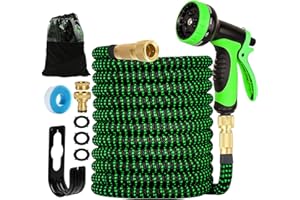 CUNBAYI Tuyau d'arrosage Extensible avec 10 Modèles de Pulvérisation Convient aux Robinets de 1/2" et 3/4" Raccords Tuyau flexible et léger pour Jardin, Arrosage, Nettoyage