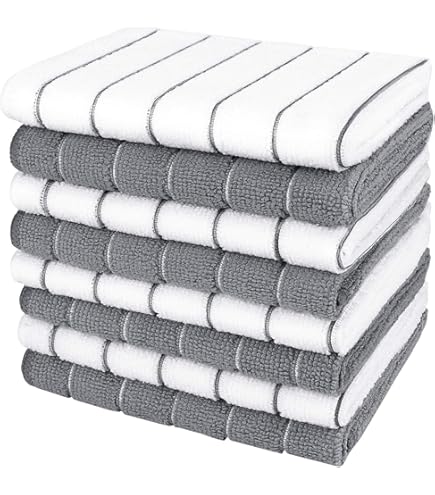BARBONS Set van 6 katoenen theedoeken, 50 x 70 cm, super absorberende en robuuste keukendoeken, 240 g/m2, Oeko Tex, wasbaar tot 60 °C, grijs geruit