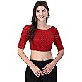 OOMPH! Stretchable Half Sleeve Readymade Blouse for Women, Regular Lycra
