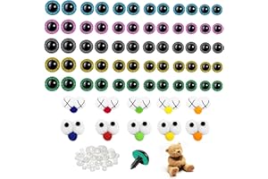 LbsAMP 70 Pieces Plastic Plush Safety Eyes Multiple Colors and Sizes with Glitter Washers for Amigurumi Doll Crochet Toys Teddy Bear Stuffed Toy Safety Eyes Making DIY (Ø 16-30mm)