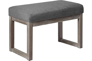 CangLong 70cm poggiapiedi rettangolare Confortevole panca in legno imbottita in tessuto per il soggiorno, la camera da letto e l'esterno, grigio