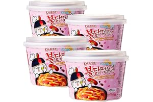 VMART Samyang Carbonara Tteokbokki 179g (Pack of 4) - Hot Chicken Flavour Buldak Rice Cakes Topokki Korean Food