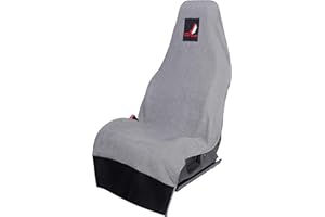Cov My Seat Serviette Haut de Gamme Housse Protection Siège Voiture Auto Avant Universel Anti Transpiration (Coton Gris & Logo Rouge, X 1 Piece/Serviette)