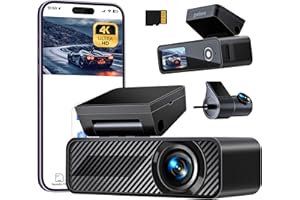 Pelsee P1 Duo 4K Dash Cam Front and Rear, 4K+1080P Dual Car Camera for Cars, Free 64GB Card included, Built-in Wi-Fi,1.5” IPS Display Mini Dashcam,Night Vision,Voice Control,24H Parking Mode,G-Sensor