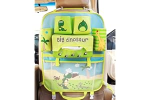 IXITON 1pz Cartone animato Organizzatore di stoccaggio auto Backseat, Carino bambini auto sedile posteriore organizzatore appeso auto Organizador borse tasca viaggio accessori interni (Dinosauro)