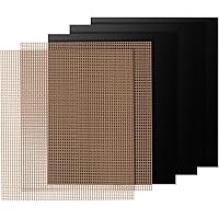 Grillmatten, 5er Set BBQ Grillmatte 100% Antihaft Wiederverwendbar Grillmatten Backmatten FDA Zugelassen PFOA Frei Grill…