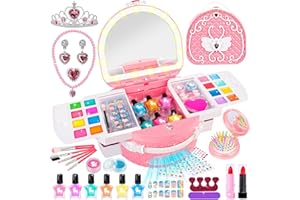 Herenear Kit Unghie Bambina 6-12 Anni, Trucchi Bambina Kit Unghie con Unghie Asciuga, Peel Off Smalto per Unghie, Adesivi Compleanno Manicure Gioco Regalo Ragazza (Rosa)